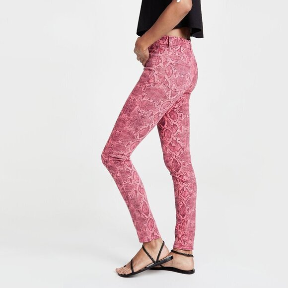 NWT J Brand neon pink snakeskin mid-rise skinny ankle jeans, 26 - Picture 3 of 14